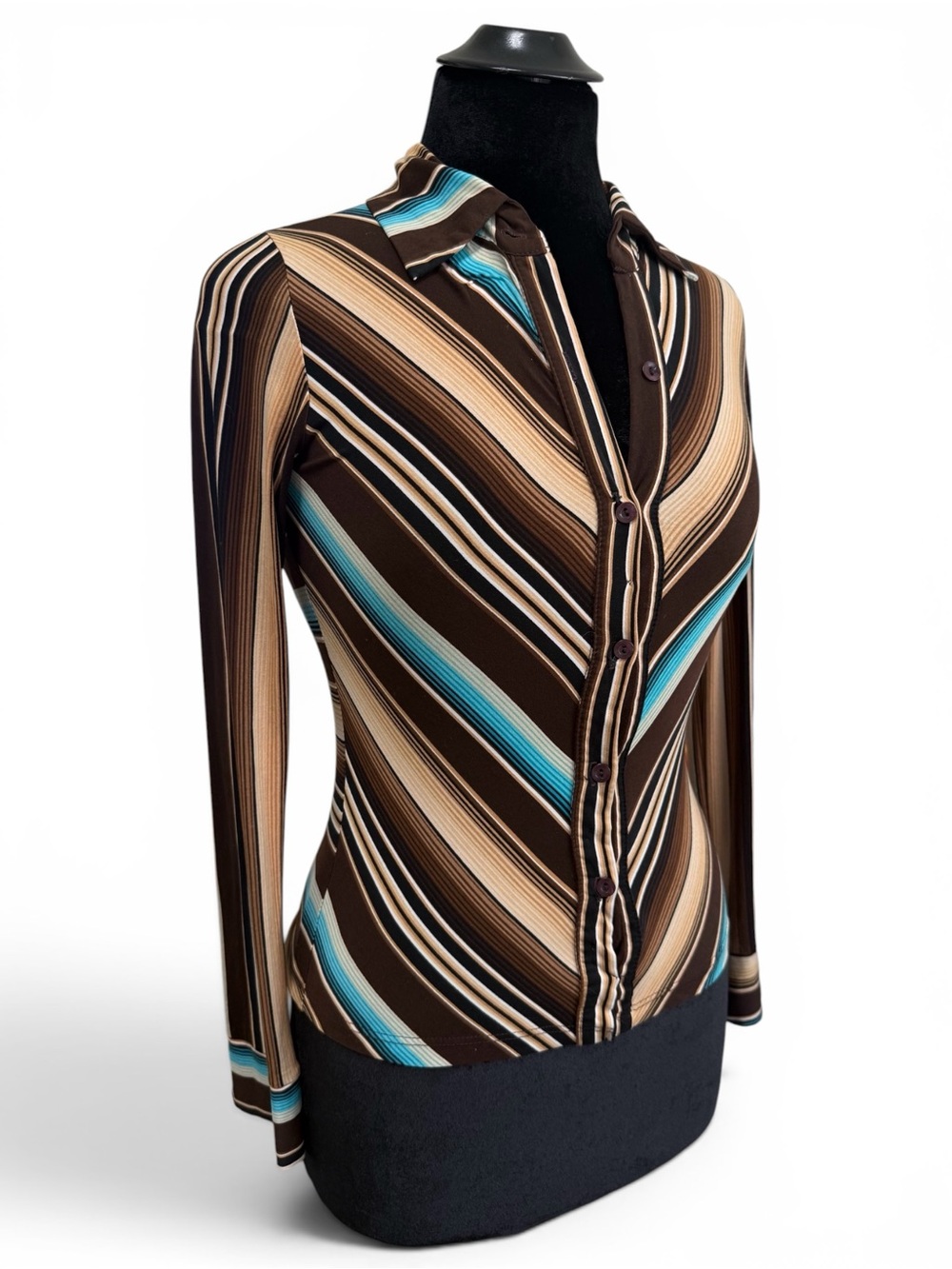 Y2K Striped Stretch Office Siren Top
